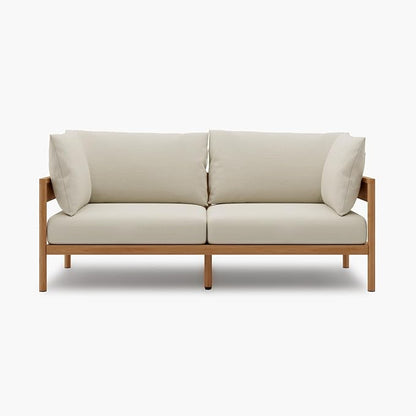 Acanva Modern Outdoor Patio Furniture Set, All-Weather Aluminium Conversation Sectional Sofa with Thick Cushions for Backyard, Garden, Porch, Loveseat, Beige
