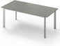 67" Rectangle HDPS Patio Dining Table, Aluminum Outdoor Patio Dining Table with Umbrella Hole, Weather-Resistant for Lawn, Garden, Yard, Poolside and Indoor Use (Gray & Teak)