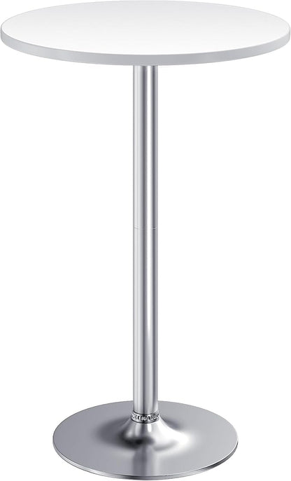 Furmax Bistro Pub Table Round Bar Height Cocktail Table for Home Bar, Small Round Bar Tables for Party, Dining Room, Living Room and Wedding, Metal Base MDF Top Obsidian, 40.6 Inch Height (1, White-2)