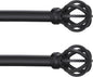 Curtain Rods for Windows 48 to 84, 2 Pack 5/8 Inch Black Heavy Duty Metal Curtain Rods Set - Rustic Decorative Drapery Rods with Brackets for Farmhouse, Bedroom