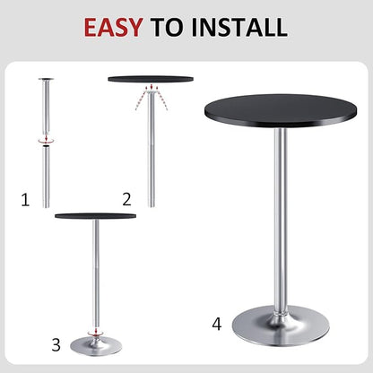 Furmax Bistro Pub Table Round Bar Height Cocktail Table for Home Bar, Small Round Bar Tables for Party, Dining Room, Living Room and Wedding, Metal Base MDF Top Obsidian, 40.6 Inch Height (4, Black-2)