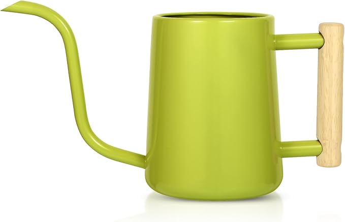 Watering Can Indoor Plants, 35 oz/1000 ml Metal Stainless Steel Watering Can Pot with Long Spout for Indoor House Plants Bonsai Outdoor Garden Flower Decorative (Bright Green)