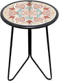 LIFFY Outdoor Metal Side Table,12" Small Outdoor Accent Table with Glass Top,Indoor Round Home Decorative End Table,Weather Resistant Patio Plant Stands Outside for Garden Bedroom Kitchen Balcony