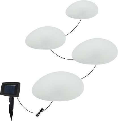 SUNNYPARK Solar Garden Lights Outdoor Set of 4 Plastic Pebble Shape Decorative Rock Lights Waterproof - Warm White