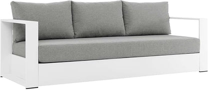 Modway Tahoe Aluminum Outdoor Patio Sofa in White Gray