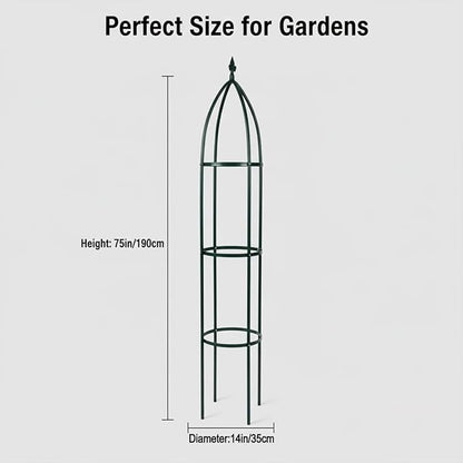 100% Metal Obelisk Garden Trellis 6.3 Feet Tall Sturdy Plant Support for Climbing Vines and Flowers Stands,1pc Upgrade (Green, Large)