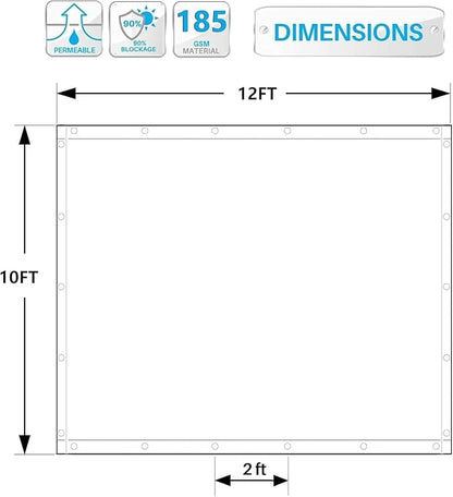 90% Shade Cloth Sun Shade Fabric Privacy Screen Shade Cover for Patio Garden Pergola Shade Cover Canopy with Gromments