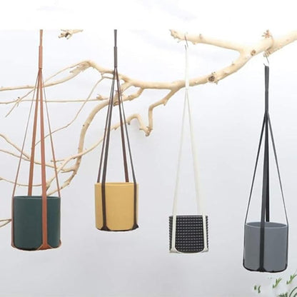 Plant Hangers PU Leather 2Pcs Hanging Planters for Indoor and Outdoor for Wall Decor, Modern Minimalist Home Decoration for Plants Lovers Leather Rope (Plant and Pot Not Included) (Coffee)