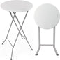 VINGLI 24" Plastic Folding Round Table Bar Height, HDPE Matrial with Gray Metal Finish, High Top Table for Outdoor Party, Cafes, Restaurants, Backyard, Dining Room, Wedding Event,1 Pack, White