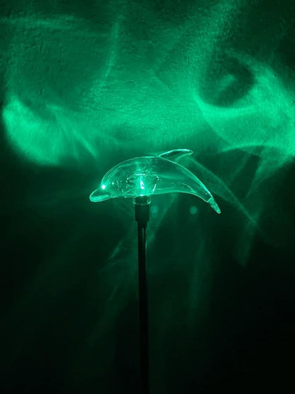 Solar Garden Stake Lights with Color Changing LED or Regular White LED Landscape Path Lights (Set of 2) (Dolphin)