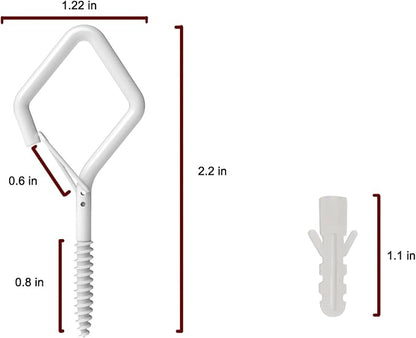 2.2" Screw in Hooks with Safety Buckle Design for Hanging Outdoor String Lights, Plant, Flowers, Heavy Duty Outdoor Garden Lights Q-Hooks, Wall Mount Ceiling Mount (10Pack White)