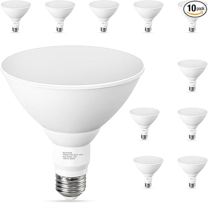 10 Pack PAR38 Outdoor Flood Light Bulbs, LED Flood Light Bulb Warm White 2700K, 100W Equivalent, 1050LM, Dimmable E26 Base for Porch Garage Yard
