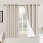 H.VERSAILTEX Linen Blackout Curtains 63 Inches Long, Full Blackout Thermal Insulated Textured Linen Look Curtain Draperies Anti-Rust Grommet with White Liner, 2 Panels, Natural