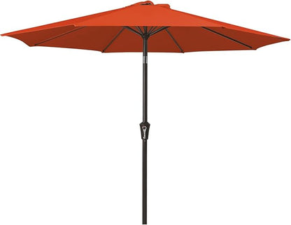 MEWAY 9ft Patio Umbrella Outdoor Table Umbrellas with Push Button Tilt and Crank, Market Umbrella 8 Sturdy Ribs for Deck, Garden, Pool and Backyard, Orange