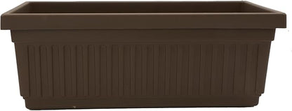 The HC Companies Venetian Window Planter Box w/Drain Plug - Long Planter Box for Windowsills, Balconies & More - Plastic Large Rectangular Planters for Herbs & Flowers (30" Chocolate, Pack of 1)