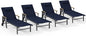 Ciokea Outdoor Lounge Chair with Pillow Set of 4, 5-Position Chaise Lounge with Wheels & Armrests, 400 lbs Heavy Duty Aluminum Pool Lounge Chairs, for Beach, Deck, Poolside & Backyard, Navy Blue