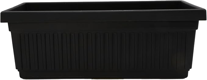 The HC Companies Venetian Window Planter Box w/Drain Plug - Long Planter Box for Windowsills, Balconies & More - Plastic Large Rectangular Outdoor Planters for Herbs & Flowers (30" Black, Pack of 1)