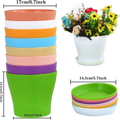Tergy 20 Pack 7 Inch Plant Pots Bulk Small Plastic Planters Pots with Drainage Holes Flower Pot for Succulent, Cactus, Herb, African Violet