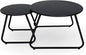 Patio Outdoor Coffee Table Set of 2, Weather Resistant Steel Round End Tables, Outdoor Nesting Table for Patio, Balcony, Bistro and Indoor, Black (Black)