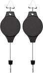 Pack Plant Hook Pulley, Retractable Plant Hanger Easy Reach Hanging Flower Basket for Garden Baskets Pots and Birds Feeder Hang High up and Pull Down to Water Or Feed (Black 2Pack)
