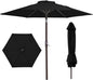 JEAREY 7.5FT Patio Umbrella Market Table Umbrella with 6 Sturdy Ribs, Push Button Tilt/Crank Outdoor Umbrella for Garden, Deck, Backyard, Pool, Black