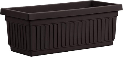 HC Companies 24 Inch Long Fluted Plastic Venetian Garden Window Container Planter Box for Flowers, Vegetables, or Succulents, Black (4 Pack)