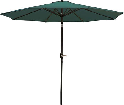 Sunnydaze Outdoor Patio Umbrella - Polyester Table Market Umbrella with Push-Button Tilt and Crank - 8 Sturdy Ribs - Green - 9ft