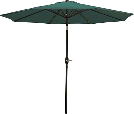Sunnydaze Outdoor Patio Umbrella - Polyester Table Market Umbrella with Push-Button Tilt and Crank - 8 Sturdy Ribs - Green - 9ft