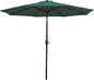 Sunnydaze Outdoor Patio Umbrella - Polyester Table Market Umbrella with Push-Button Tilt and Crank - 8 Sturdy Ribs - Green - 9ft