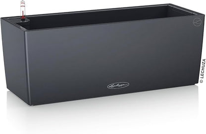 Lechuza BALCONERA Color 50 Slate, Self-Watering Window Box (Railing Planter), H7.5 L19.7 W7.5 in