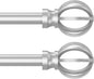Silver Curtain Rods for Windows 28 to 48 Inch, 2 Pack 5/8" Diameter Heavy Duty Metal Adjustable Small Drapery Rod With Bracket