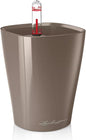 Lechuza MINI-DELTINI Shiny Taupe High Gloss, Self-Watering Small Indoor Planter, H5.1 L3.9 W3.9 in