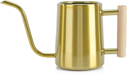 Watering Can Indoor Plants, 35 oz/1000 ml Metal Stainless Steel Watering Can Pot with Long Spout for Indoor House Plants Bonsai Outdoor Garden Flower Decorative (Gold)