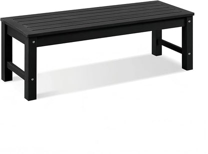 Psilvam Knight Bench, Two Person Outdoor Poly Lumber Patio Backless Bench, Weatherproof Garden Bench That Never Rot and Fade, Suit for Garden, Porch and Park (Black)