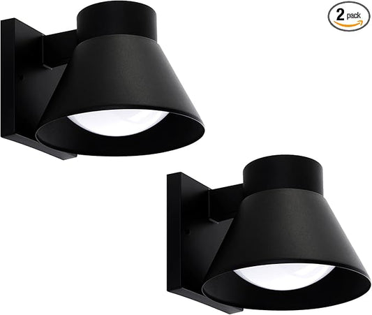 UME 2 Pack LED Outdoor Wall Light Fixtures, Black Front Porch Lights Wall Mount Lighting, Exterior Waterproof Wall Lantern Light Fixture Anti-Rust Farmhouse Wall Sconce for Patio, Doorway, Garage