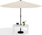 SERWALL Outdoor Coffee Table with 9FT Umbrella, HDPE Patio Coffee Table for Outside, Rectangle, White(Not Include Umbrella Base)