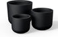 Kante 13",11",9" Dia Black Round Planters (Set of 3), Outdoor Indoor Modern Planter Pots, Lightweight, Weather Resistant, Seamless with Drainage Hole