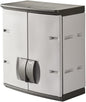Rubbermaid Wall Mounted Storage Cabinet with Doors 150-Pound Capacity Gray Lockable Three-Shelf Cubbard for Tools/Car Accessories/Cleaning in Home/Garage/Outdoor Areas