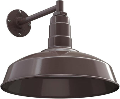 Outdoor Wall Light, Dark Bronze Barn Fixture, 16-Inch Dome