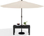 SERWALL Outdoor Coffee Table with 9FT Umbrella, HDPE Patio Coffee Table for Outside, Rectangle, Black(Not Include Umbrella Base)