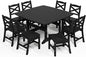Outdoor Dining Set, HDPE 9-Piece Patio Table and Chairs Set, All-Weather Outdoor Dining Table Set for 8 with Umbrella Hole, Durable Patio Furniture Set with Chairs,Black