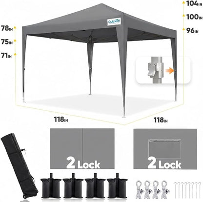 Quictent Privacy 10x10 Pop up Canopy Tent with Sidewalls and Roll-up Ventilated Windows, One Person Easy Setup, Outdoor Commercial Gazebo Shelter Enclosed Waterproof, Bonus 4 Sandbags