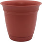 The HC Companies Eclipse Round Planter with Saucer - Outdoor & Indoor Plant Pot with Drainage Holes - Lightweight, UV-Resistant Plastic Pots for Plants, Flowers & Herbs (8" Clay, Pack of 1)