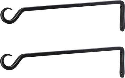 16 inch Plant Hanger, Sturdy Hanging Plant Bracket Outdoor, Hanging Plant Wall Hook Heavy Duty, for Hanging Bird Feeders, Planters, Lanterns, Wind Chimes, Indoor/Outdoor Use, Black, Set of 2