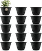 15 Pack 11 Inch Plant Pots with Drainage Holes,Black Plastic Flower Pots with Hanging Holes,Durable Planters for Indoor & Outdoor Plants,Nursery Pots