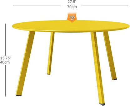 Grand Patio Round Steel Patio Coffee Table, Weather Resistant Outdoor Large Side Table, Yellow…