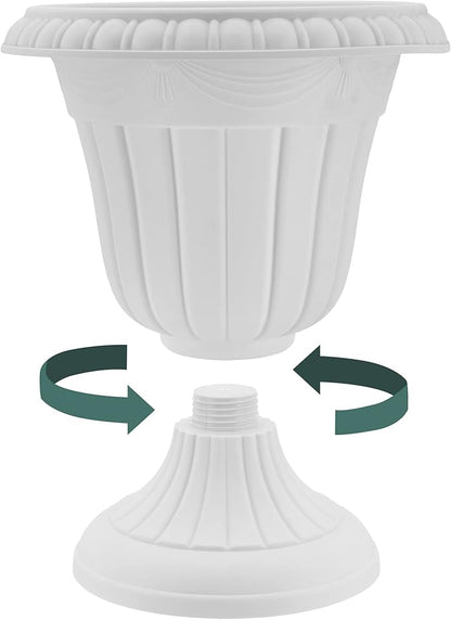 Arcadia Garden Products PL00GY Classic Traditional Plastic Urn Planter Indoor/Outdoor, 16" x 18", Gray