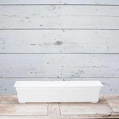Root & Vessel Countryside Flower Box Planter, White, 30-Inch