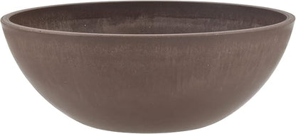 PSW Pot Collection M30C 12-inch Plastic/Stone/Wood Composite Low Bowl Planter – No Drainage Hole (Drillable), Shallow Indoor/Outer Pot for Succulents, Bonsai, Fairy Gardens, Herbs, Chocolate