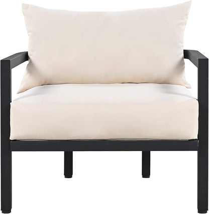 Merax 4 Piece Sectional Furniture Patio Sofa Multi-Person Outdoor Steel Sofa Set, Waterproof, Anti-Rust and Anti-uv, Suitable for Gardens and Lawns，Beige